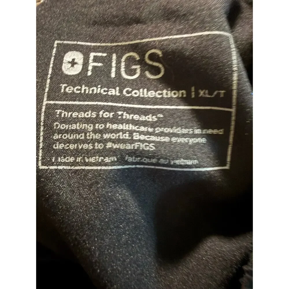 Figs Tansen Jogger Scrub Pant, Black & Gray, Medical, Men's Size XL Tall